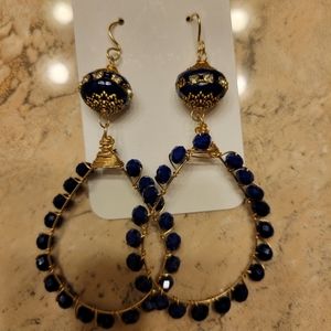 Royal blue beaded earrings
